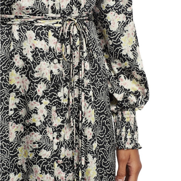 Cinq a Sept Black Mixed Floral Jessica Midi Dress sz 2 $425 - Picture 6 of 14